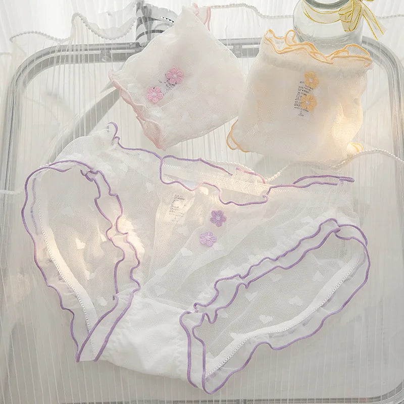 L-XL Women's Underwear Panty elegant Lace Panties Girls' Flower Comfort Briefs Middle Waist Seamless Underpants Female Lingerie