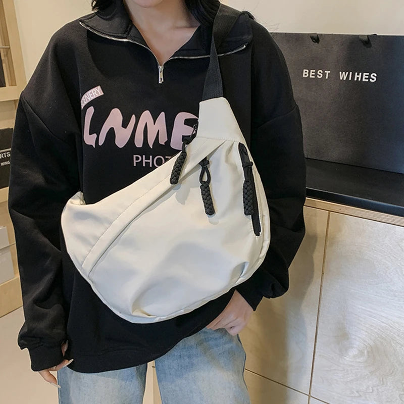 Casual Canvas Crossbody Bag for Women Designer Black/White/Red Shoulder Bags Large Capacity Tote Men Travel Shopping Bag 2025