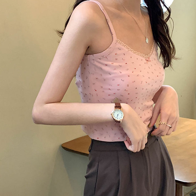 Femei topuri vară fete topuri scurt Slim dantelă dulce imprimare crop top doamnelor bottoming drăguț topuri top mujer top femme