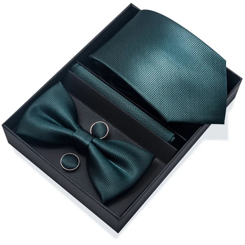 Men's Tie Pin cuff square bow Tie with pocket square cufflinks Set Paisley Men's Business Wedding Suit Accessories 6-piece set