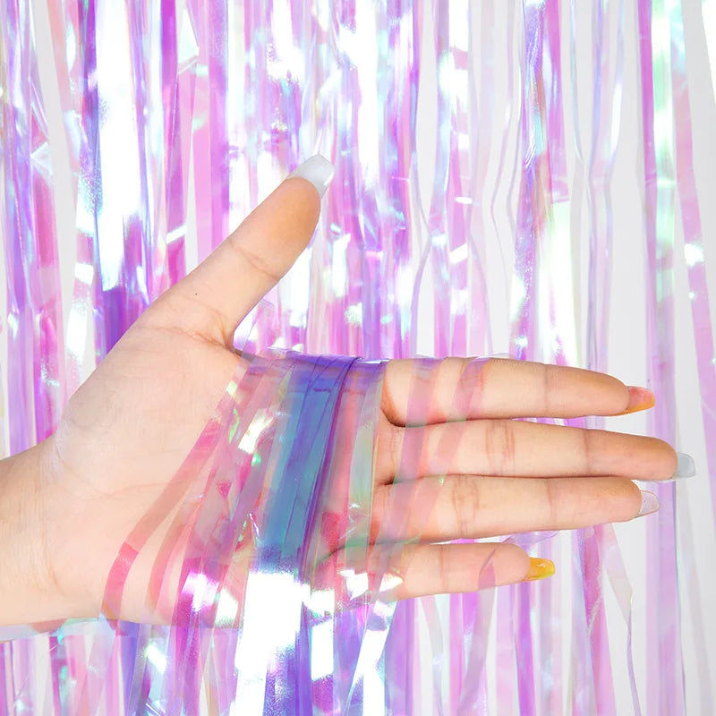 PartyPro Lametta Vorhang Glitzer - 1x2 m, Folie, leicht