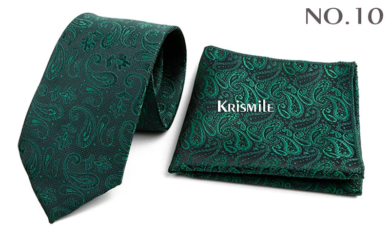 Novelty Paisley Tie Pocket Square Set For Men Skinny Slim 6cm Necktie Fit Business Wedding Party Stage Host Daily Wear Accessory