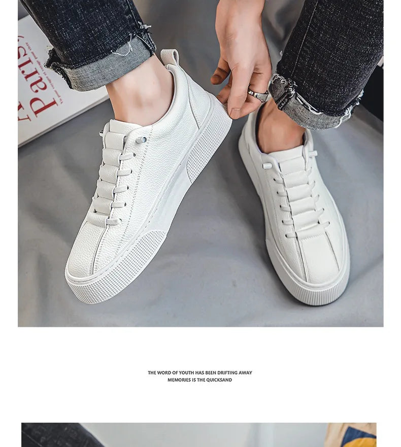 White Sneakers for Men 2024 Spring Fashion Casual Lace Up Round Toe Flat mens Running Sport Shoes Zapatillas Deportivas Hombre