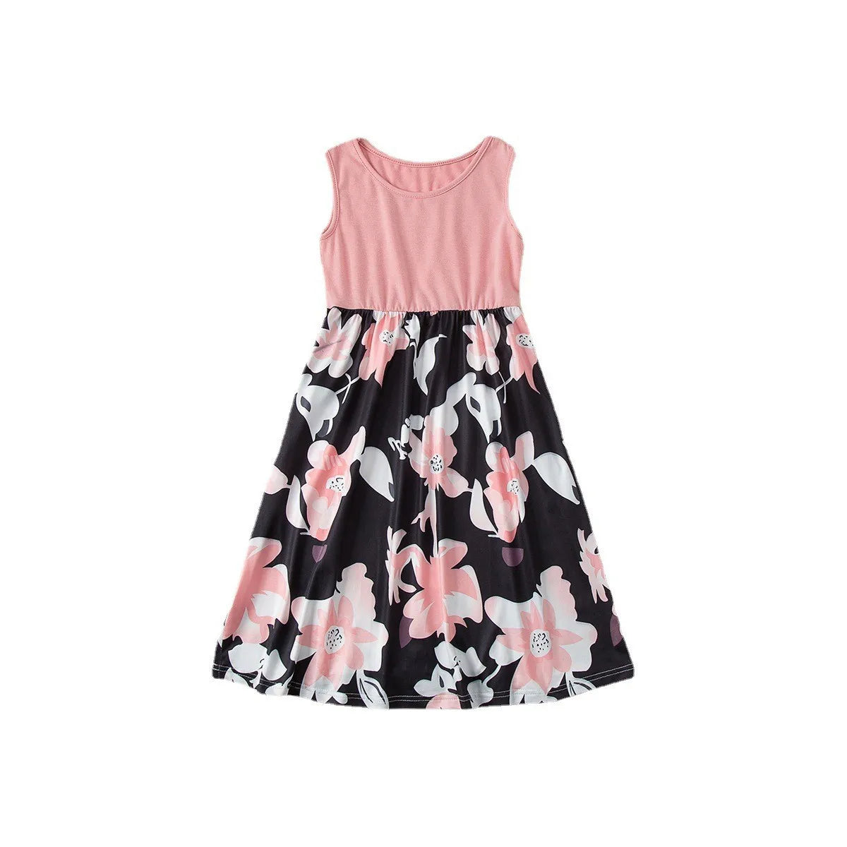 New 2022 Mother Daughter Summer Dresses Sleeveless Flower Patchwork Sundress Mom Mommy and Me Dress Family Matching Outfits