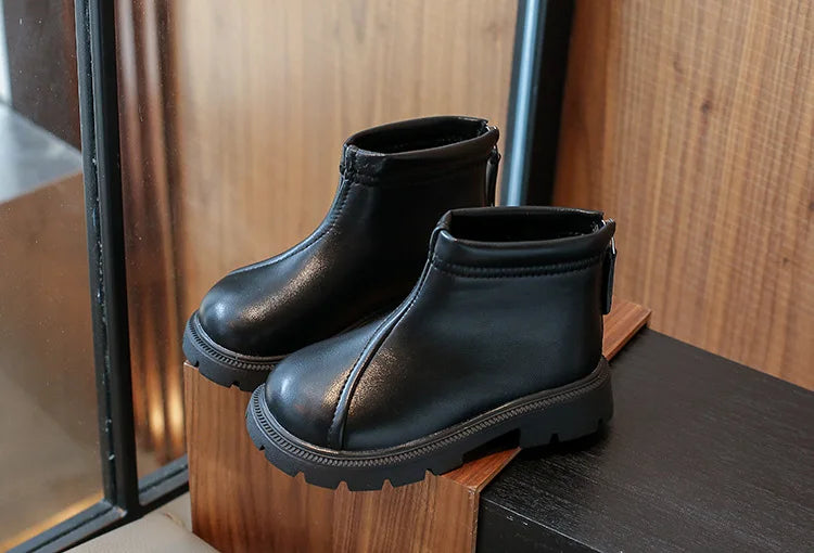 Herbst Winter Neue 2025 Kinder Fashion Stiefel - Mädchen Wasserdicht Rutschfest Reißverschluss - Weiche Sohle Leder Stiefel Kinder Casual Schuhe