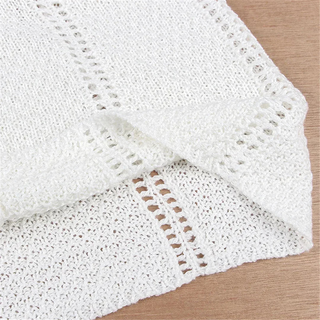 Elegant V-Hals Halter Cut Out Crochet Knitted Long Dress Backless Beach Cover Up Beach Dress Maxi Dress Beachwear Female DV4822 - Golden Bridge Store