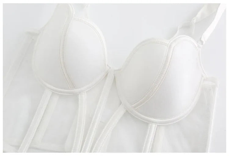 Frauen Push Up Transparent Lingerie Neu elegant Shaper BH Dünn Beauty Rücken Unterwäsche Weiblich Fischgräte Gaze Bralette