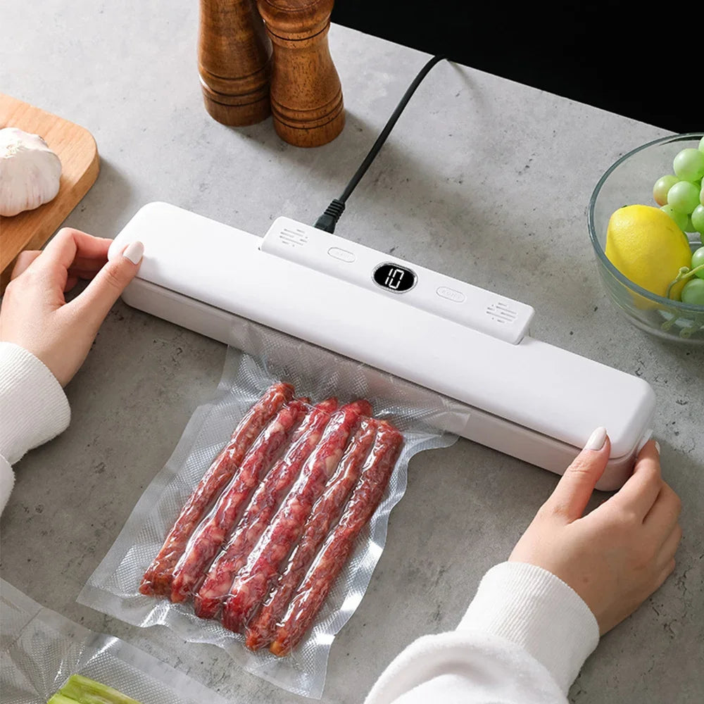 New Automatic Vacuum Sealer Machine For Food Storage With 10pcs Free Food Saver Bags 240V/110V Sealing Machine for Vacuum Pac