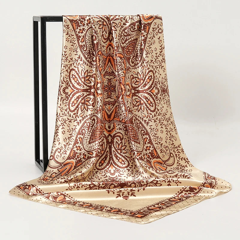 SENAIFE Satin-Schal Elegant - 90x90cm Polyester Leicht