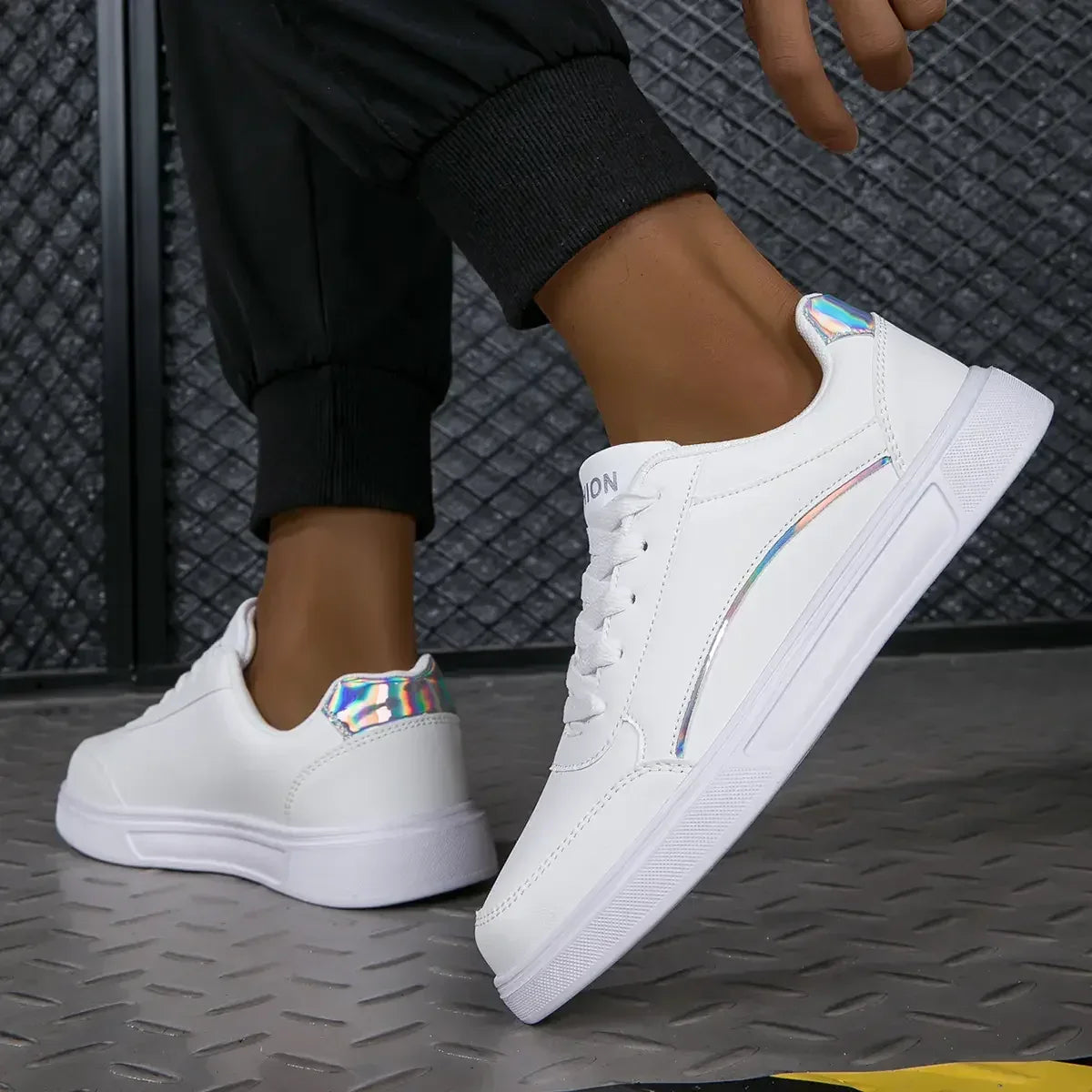 Women's White Shoes Spring Autumn Outdoor Flat Casual Sports Shoes Men New EVA Sole Lace Up Round Toe Fashionable Office Shoes - Golden Bridge Store