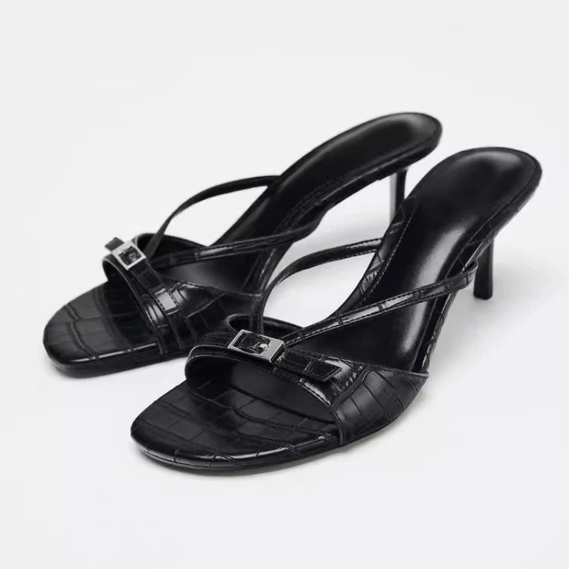 Sexy Women's High Heels Slippers Designer Heeled Shoes 2025 Summer Fashion Sandals Pumps Shallow Slides Stilettos Mujer Zapatos