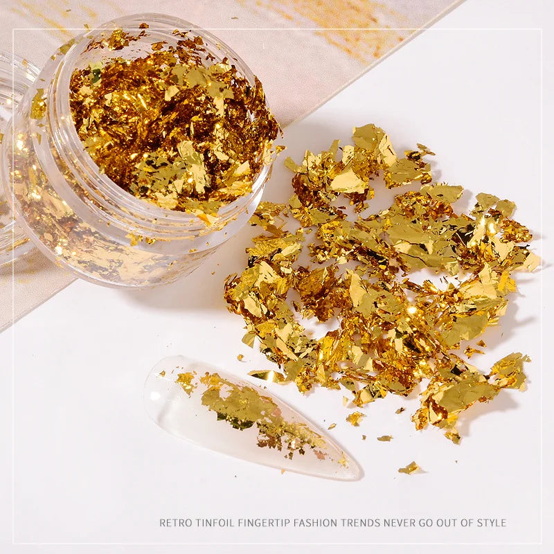 Fragmente de hârtie neregulată din folie de aur roz argintiu, unghii artă, paiete, autocolant, sclipici, manichiură DIY, gel UV, poloneză, instrumente de decorare a unghiilor