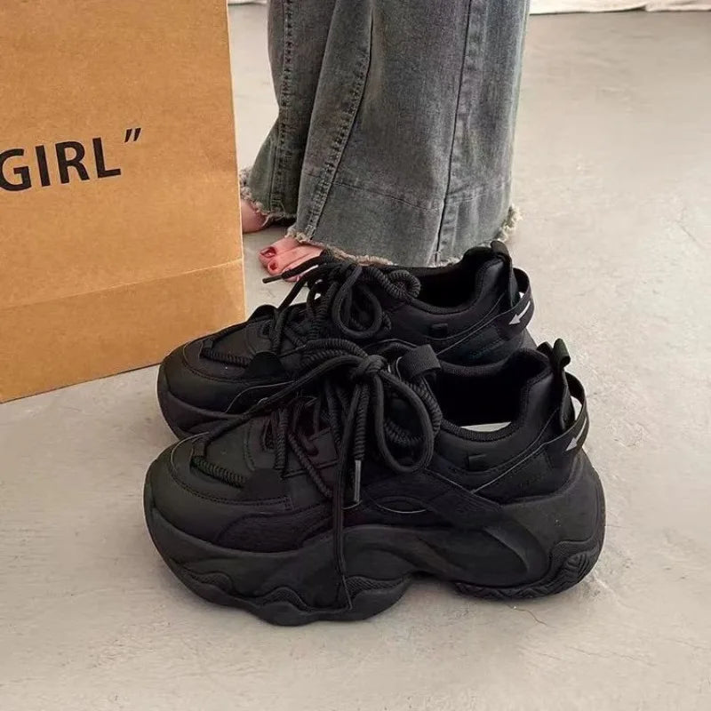 YSHUNIJ Plateau Sneaker Damen - Weiß 3cm Absatz Passt