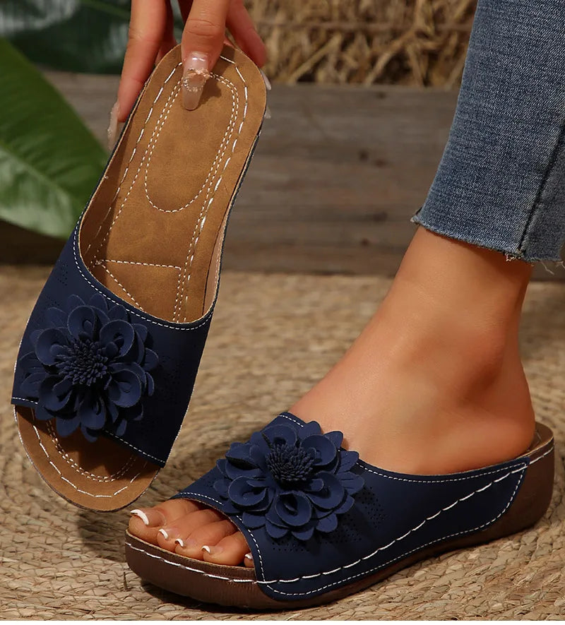 Women's Sandals Soft Heels Sandals Summer 2025 Casual Wedges Heeled Shoes Women Elegant Low Platform Slippers Sandalias Mujer