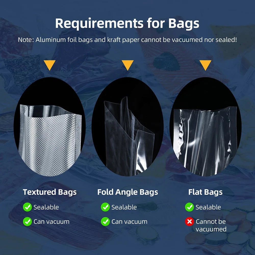 Electric Vacuum Sealer Machine Dry/Wet Food Packaging Seal To Keep Fresh Touch Buttons Digital Display Detachable Cleaning