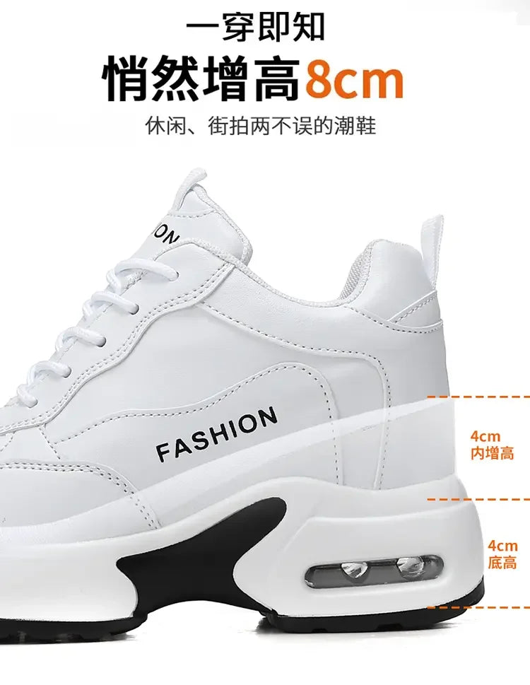 Women Sneakers Thick Soled White Height Increasing High-quality Sports Trend Fashion Walking Breathable Casual Shoes for Women