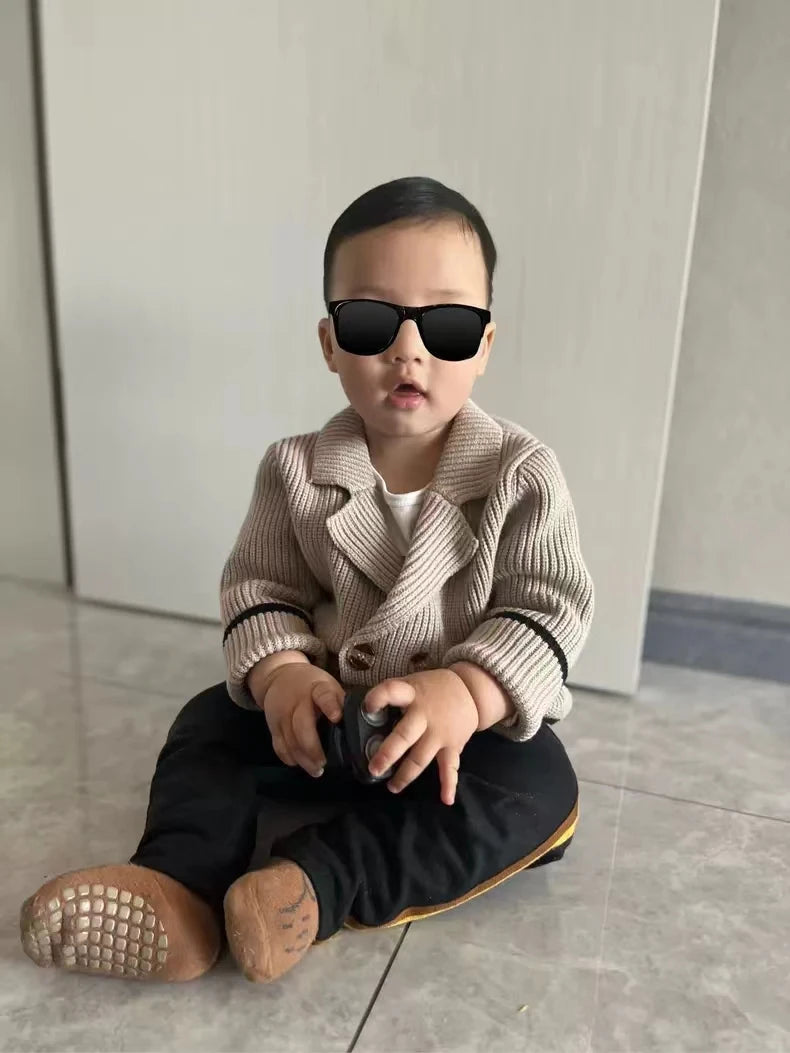 LilBuds B804 Doppelreihige Strickjacke Jungen Winter Cardigan - Größe 3-12 Jahre, Baumwolle, Verschluss Doppelreihig