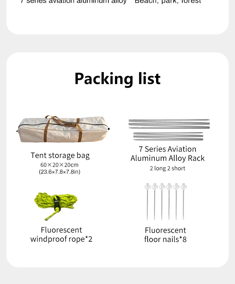 Sonuto Outdoor 4-7 People Camping Park Beach Tent Vinyl Sunscreen Folding Portable Canopy Rainproof And Sunscreen Shelter