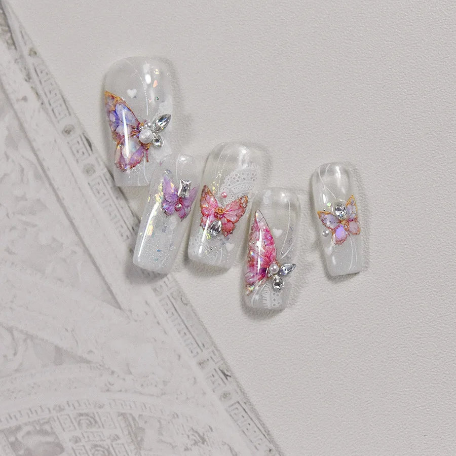 Shell Light Butterfly Nail Stickers High Quality Design Adhesive Stickers Nail Art Decoration Nail Supplies Decals Manicure Tool