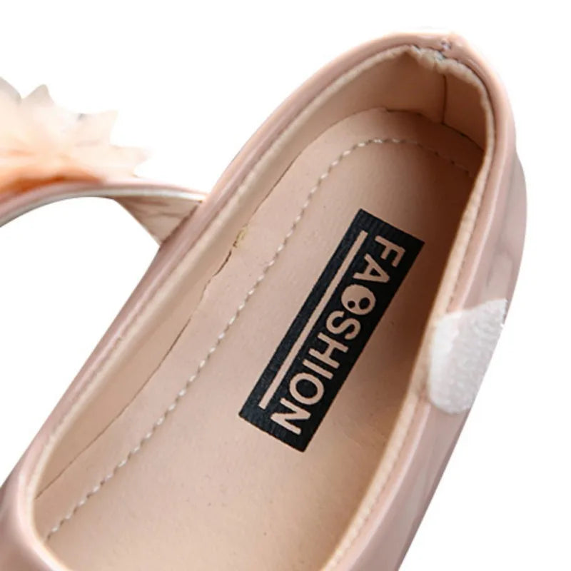 Kinder Leder Schuhe 2025 - Mädchen Pink Mesh Blume Perle - Prinzessin Party Schuhe Gummi Sohle Kleid Tanz Flach