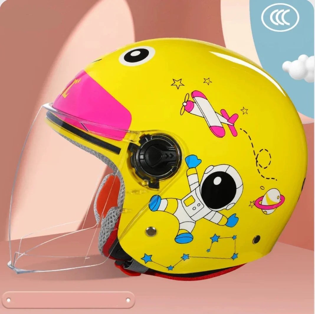 Children Cartoon Cute four seasons Motorcycle helmets Open face electric car bike child helmet for kids boy girl unicorn DOT