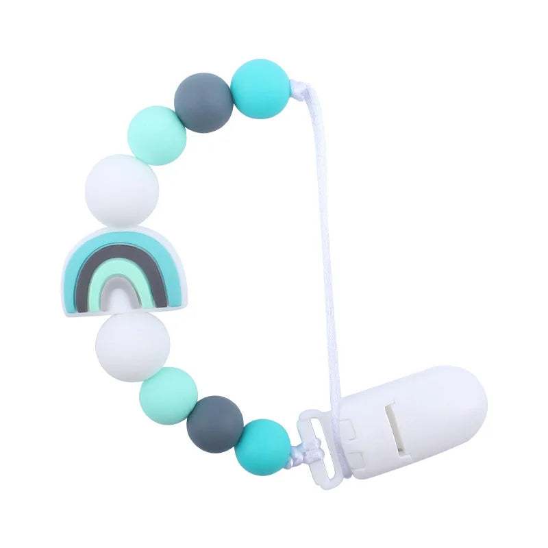 Baby Pacifier Clip Newborn Cartoon Rainbow Silicone Pacifier Chain Infant Nipple Soother Chain Clips Holder Nursing Toys