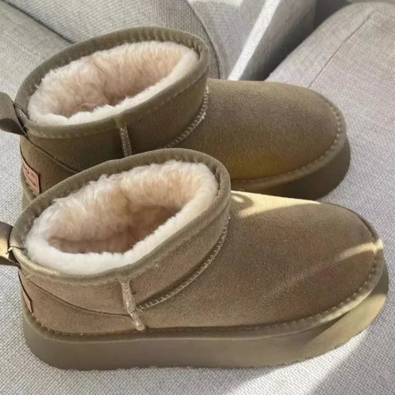 Cizme de zăpadă fără mâneci NAZSQCN, căptușeală din pluș - Mărimi 36-41, toc 3-5 cm