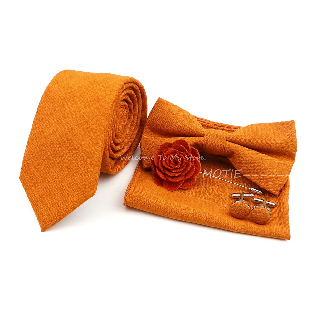 Set de accesorii bărbătești cu design nou, 27 de culori: batistă clasică din bumbac, butoni, papion pentru nuntă, petrecere, cadouri