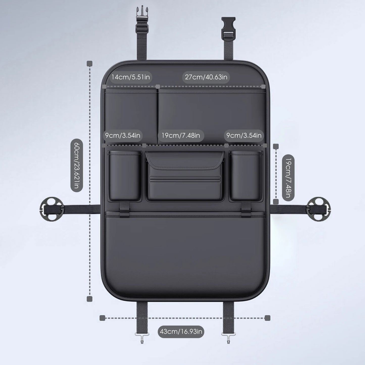 PU Car Backseat Organizer Storage Bag Multi-function Large Capacity Seat Back Storage Organizer Hanging Bag Protector Pad