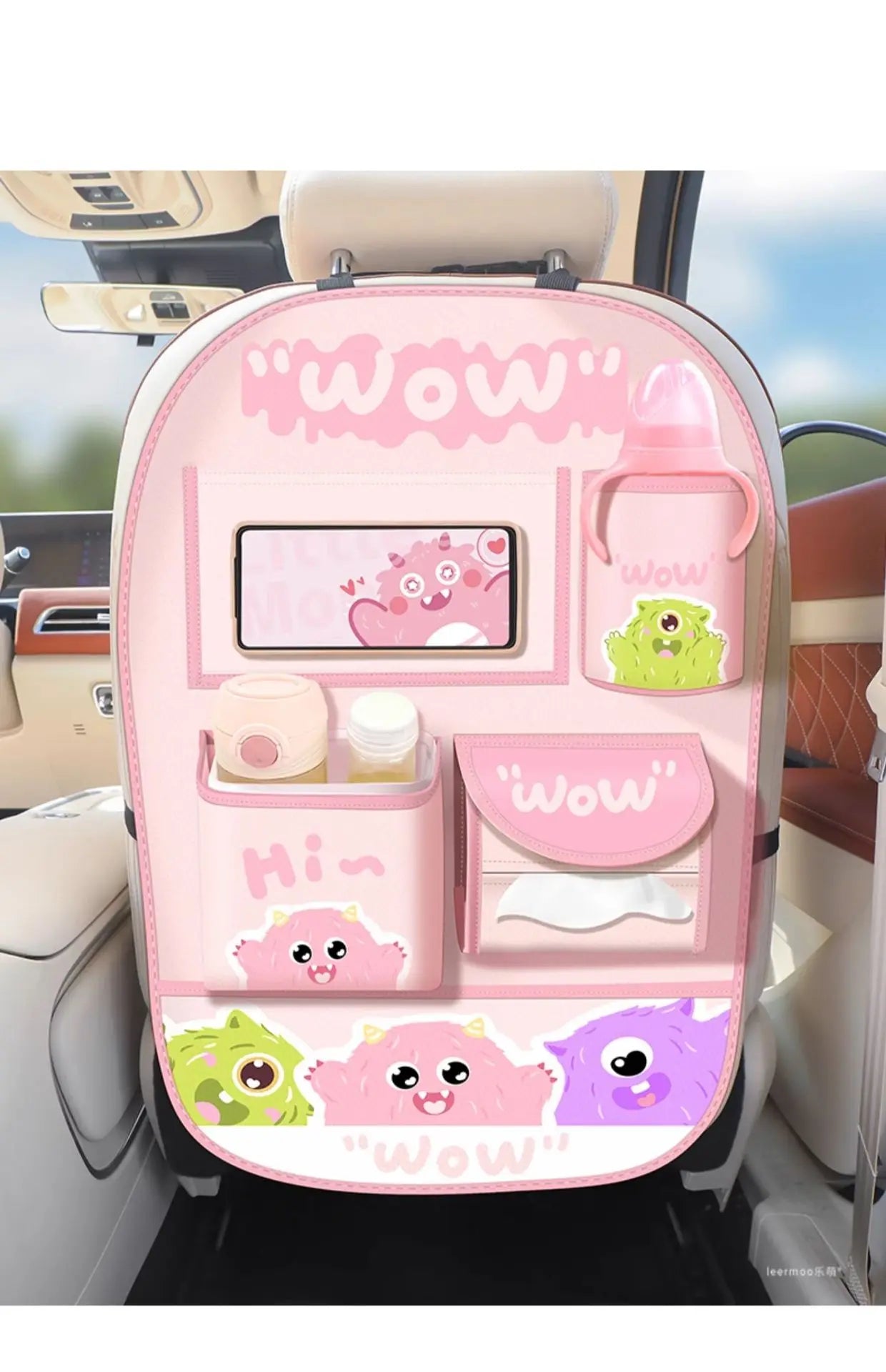 Car Storage Hanging Bag for Car Interior Multi-Functional Car Seat Back Organizer Rear Seat Tissue Box Trash Can Storage Box