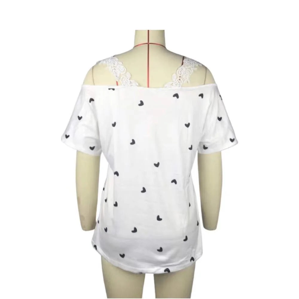 INPETAL T-Shirt V-Ausschnitt Bestickt - Polyester S-3XL