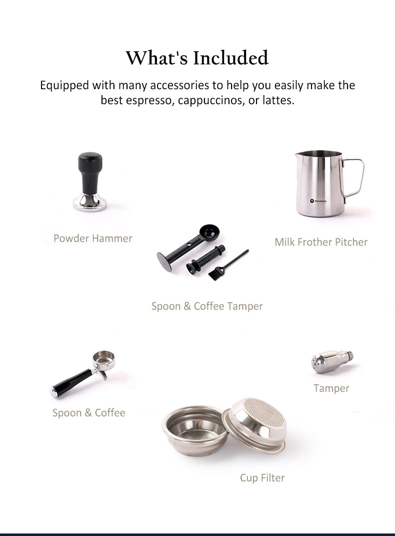 Mcilpoog TC530 Semi Automatic Coffee Machine with Grinder & Powerful Steamer,5.5-Inch Display,Coffee Maker for Home and Office.