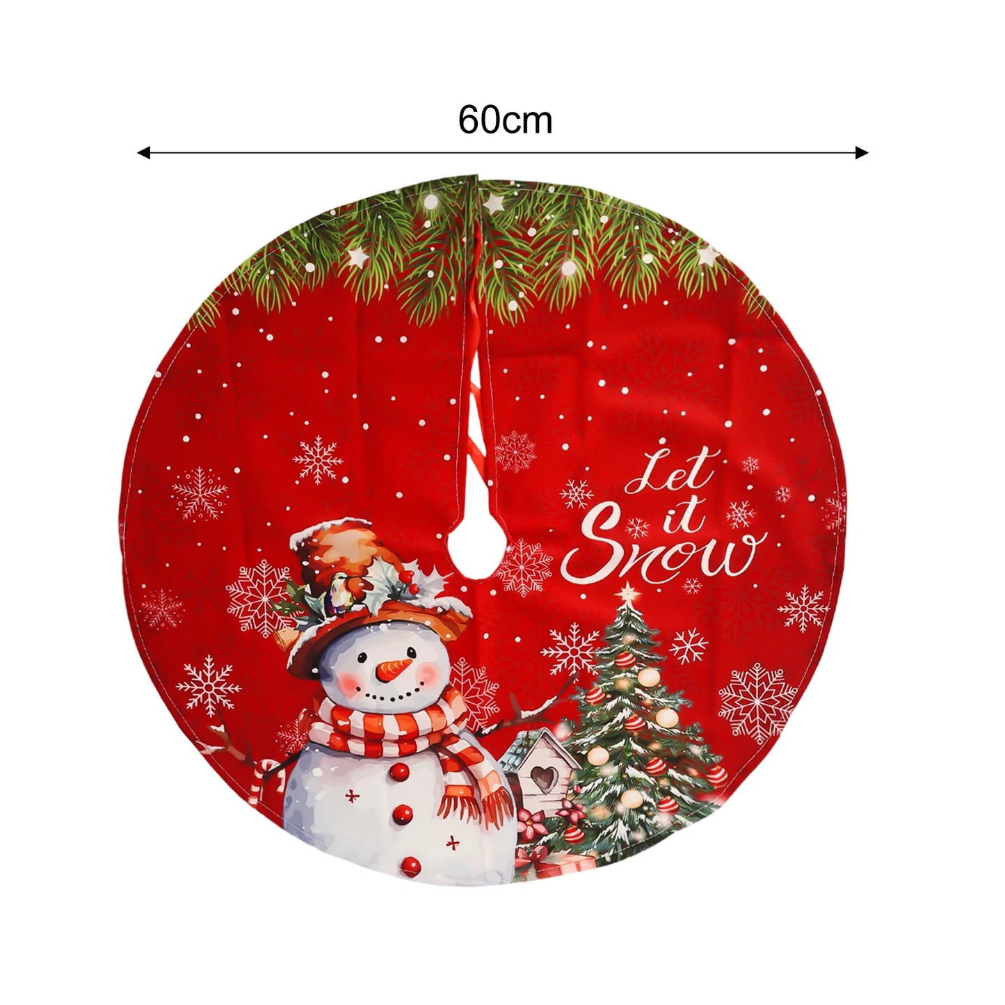 60x60CM Santa Claus Snowman Merry Christmas Tree Skirt Round Xmas Tree Rugs Skirts Household Mats Carpet Home Party Decoration