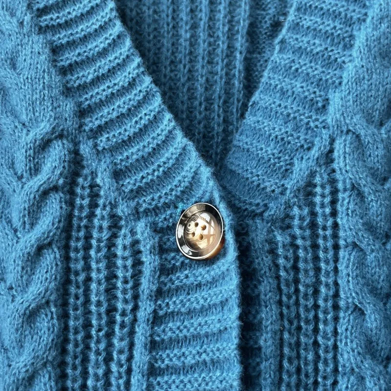 Koi Strickjacke Vintage Stickerei - Damen S-L, Türkis