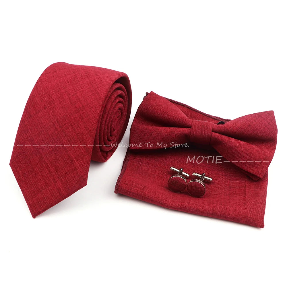 Set de accesorii bărbătești cu design nou, 27 de culori: batistă clasică din bumbac, butoni, papion pentru nuntă, petrecere, cadouri