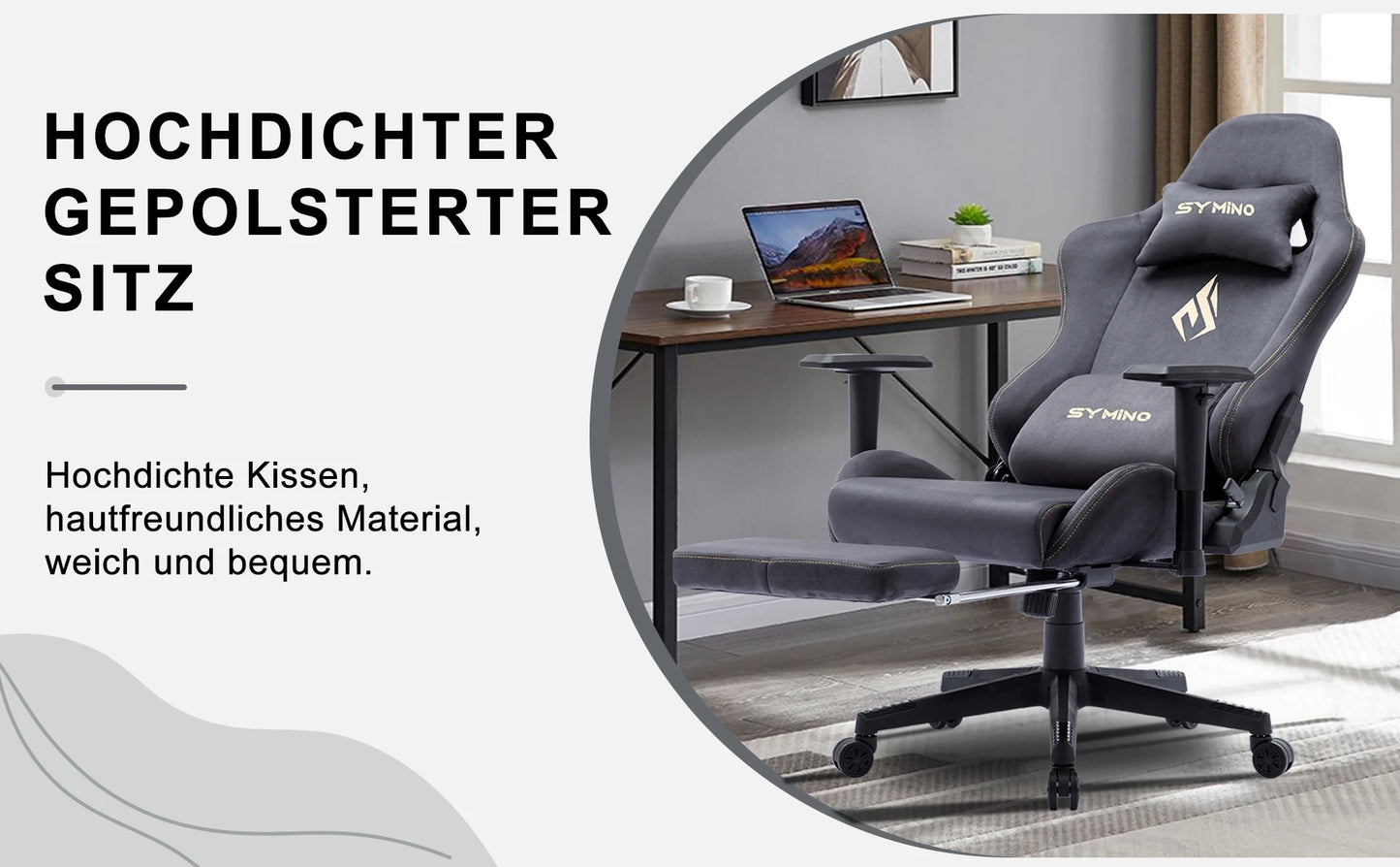 Gaming-Stuhl 2025: Symino Gaming Chair Ergonomic Gamer Chair Footrest - Breathable PC Chair Adjustable Lumbar Cushion Headrest Collection