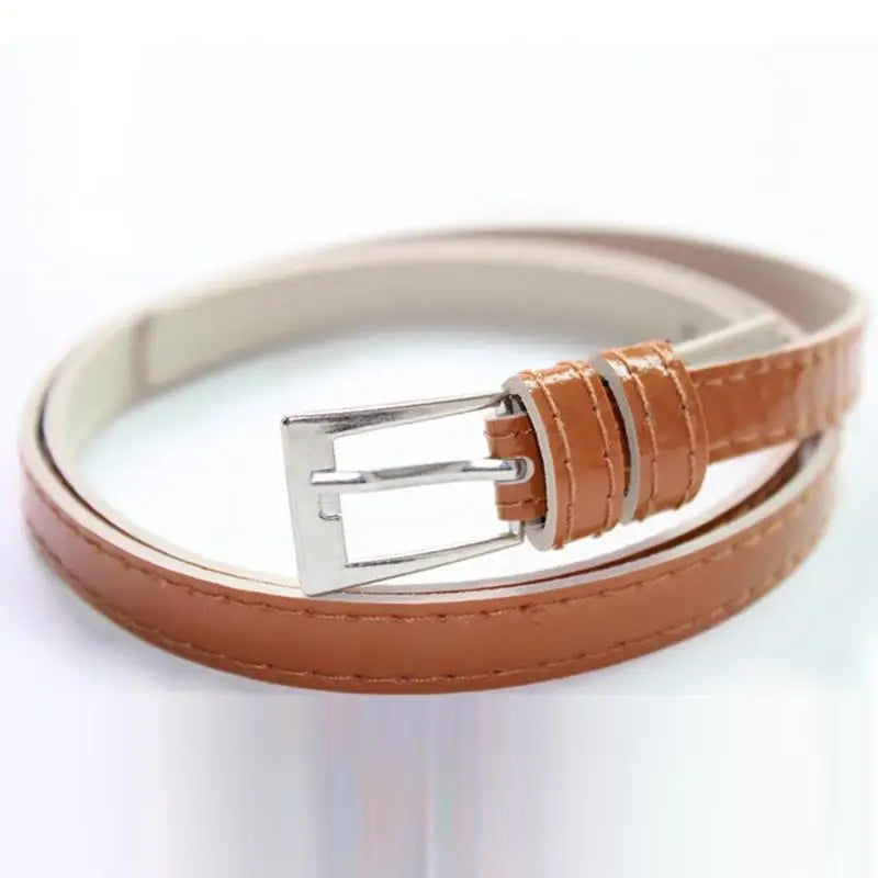 Women Belts New PU Leather Candy Color Metal Buckle Belt Girls Dress Jean Pants Waistband Belts for Lady Luxury Brand Belts