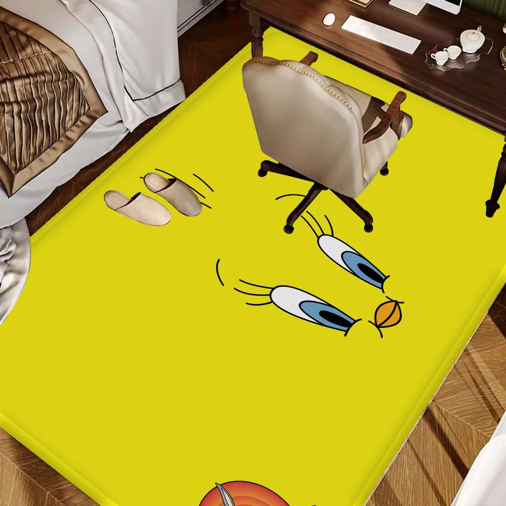 Yellow Cartoon T-Tweetys Bird Room Mats Cheaper Anti-slip Modern Living Room Balcony Printed Welcome Rug