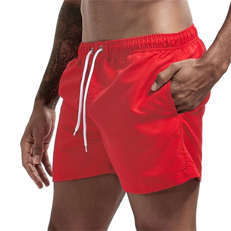 Herren Schwimmhose Taschen Mesh-Futter Schnelltrocknend Casual Board Shorts