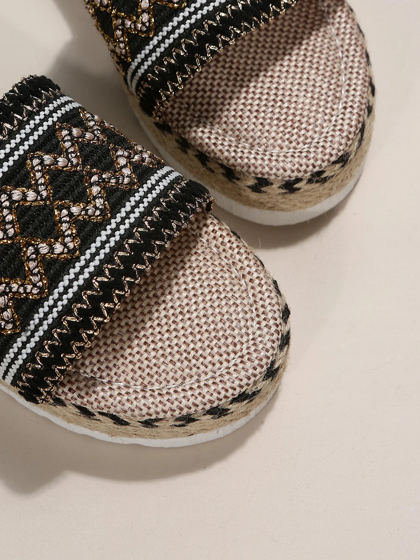 Gewebte Damen Pantoletten Platform - Sommer Schuhe für Damen 2025 Neu - Strand Casual Absatz Sandalen Bohemian Handgemacht Espadrilles