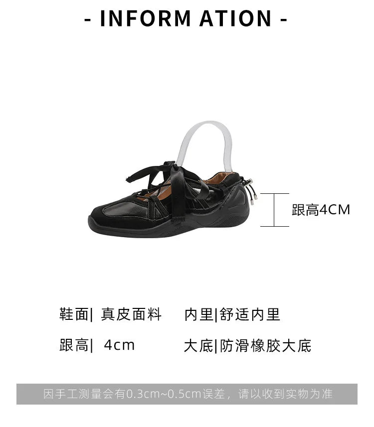 Ballet Flat Sneakers Women's Thick Bottom Bowknot Hollow Out Shoes Fashion Designer Mary Jane Ballet Comfort Shoes Female