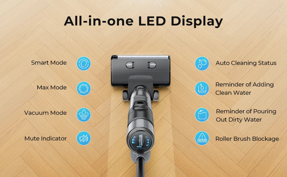 Aspirator fără fir Laresar M3 pentru curățarea umedă și uscată - 55 de minute de funcționare, autocurățare, detectare margini