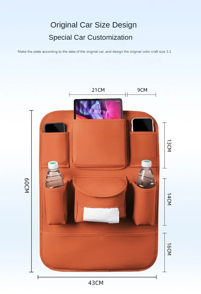 Car Seat Back Storage Bag Large Capacity PU Leather Car Backseat Organizer Storage Bag for Li Lixiang L6 L7 L8 L9 2022 2023 2024