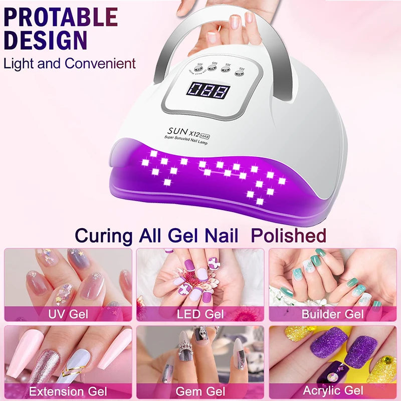 SUN X12 MAX UV LED Nail Lamp For Manicure 66 Led UV Lamp For Nails Gel Polish Dryer With Smart Sensor Professional Salon Tool