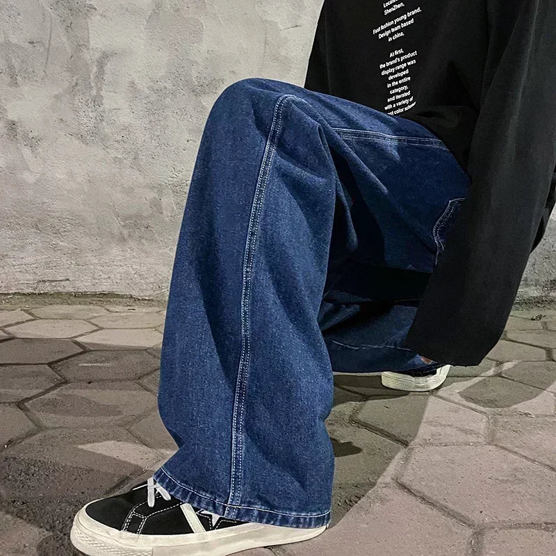 SHAN BAOC Loose Jeans Weit - Elastischer Bund Denims