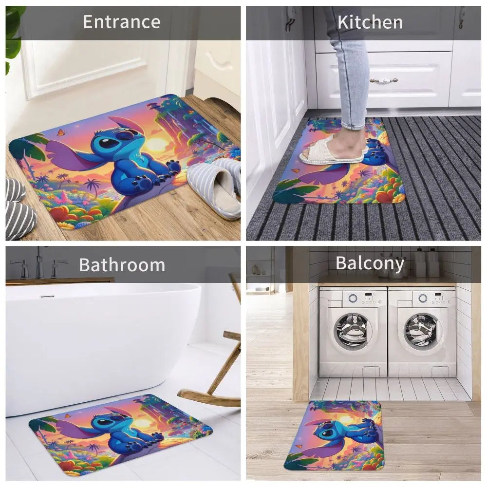 Custom Cartoon Stitch Floor Door Kitchen Bathroom Mat Anti-Slip Outdoor Doormat Bedroom Balcony Entrance Rug Carpet Footpad