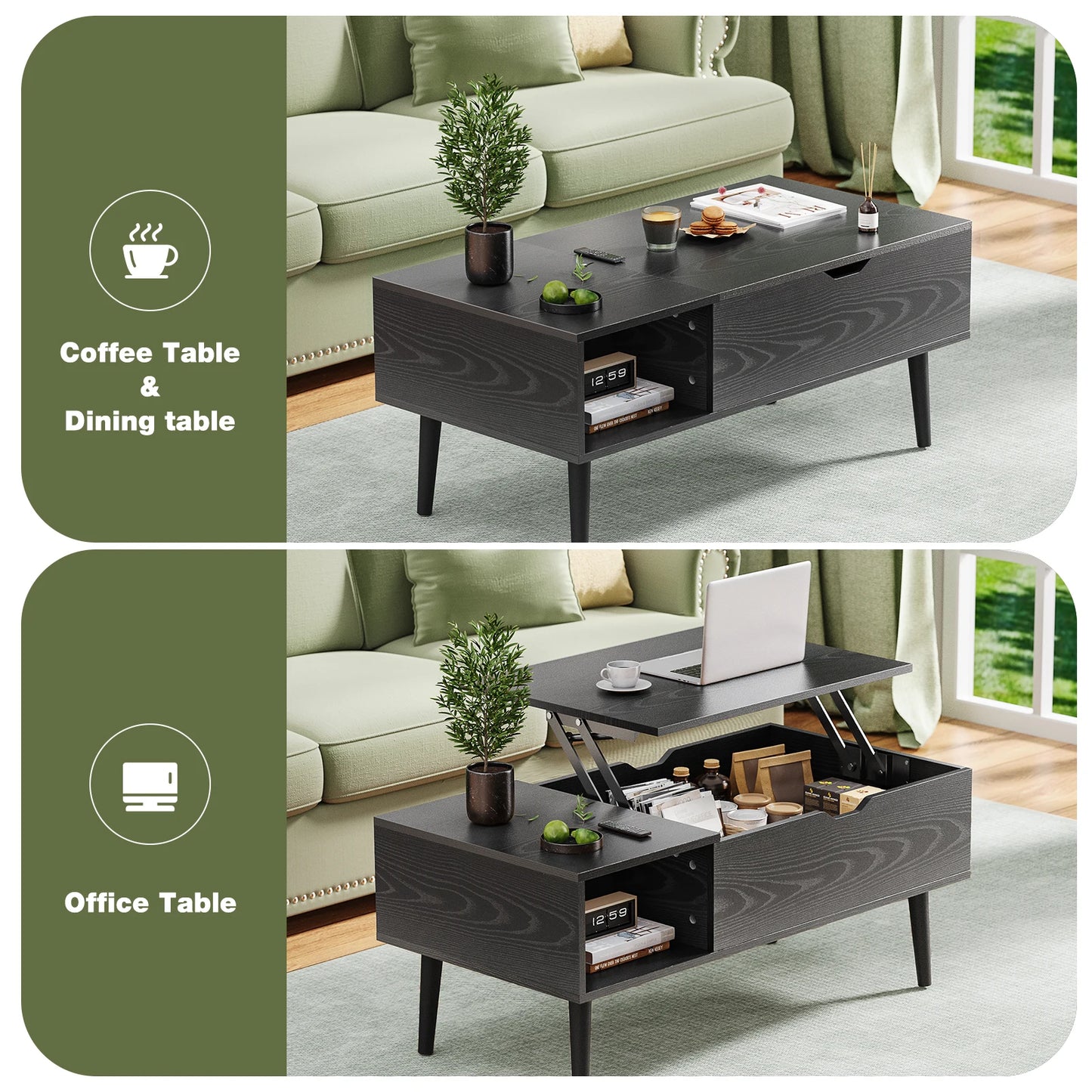 Couchtisch 2025: JHK Lift Top Coffee Tables Living Room - 39.37"x19.7" Desk Tea Wood Dining Adjustable Storage Collection