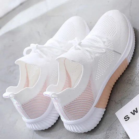 Women's Shoes 2021 Spring White New Breathable Sports Mesh Versatile Summer  Hollow Walking Flying Woven No-slip Ladies Sneakers
