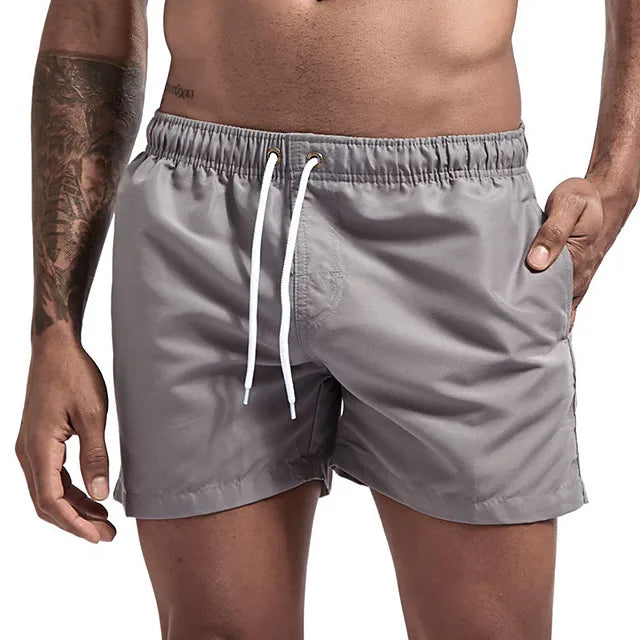 Herren Schnelltrocknende Board Shorts Schwimmhose Badeanzug Atmungsaktiv Kordelzug Mit Taschen