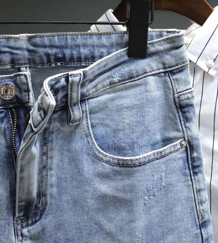 Jeans for Men Trousers Graphic Man Cowboy Pants with Pockets Cropped Korean Fashion Wide Leg Retro 2024 Trend Xs Cotton Regular